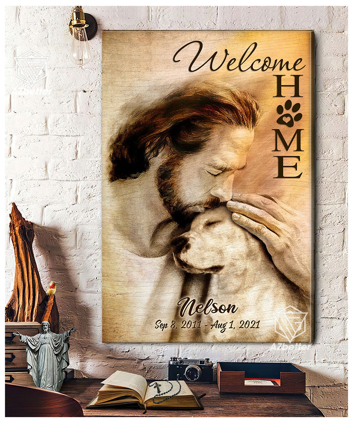 Personalized Dog Memorial Welcome Home Jesus Pet Loss Sympathy Poster - Image 4