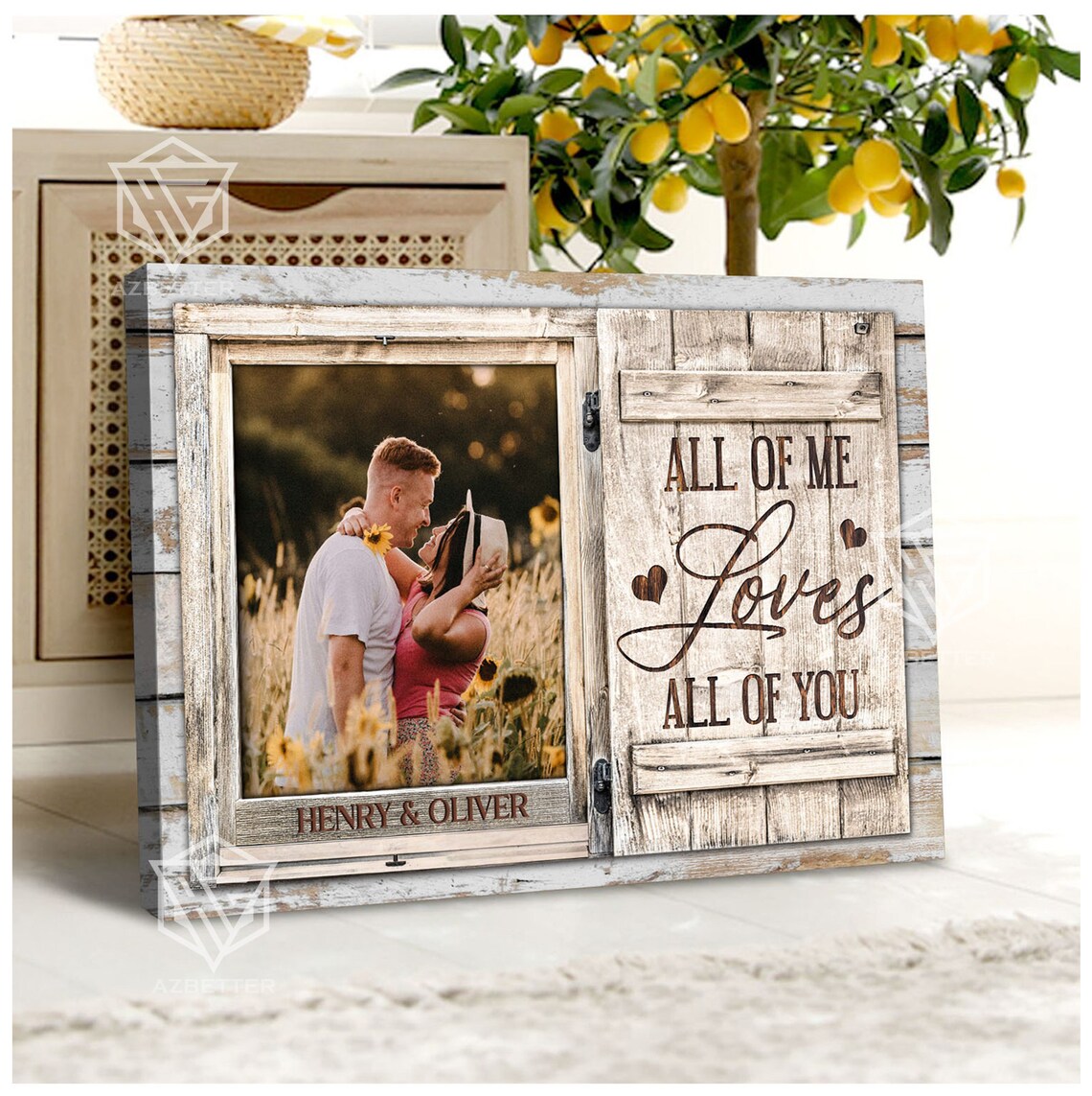 Personalized Couple Photo All of Me Loves All of You Rustic Poster - Image 2