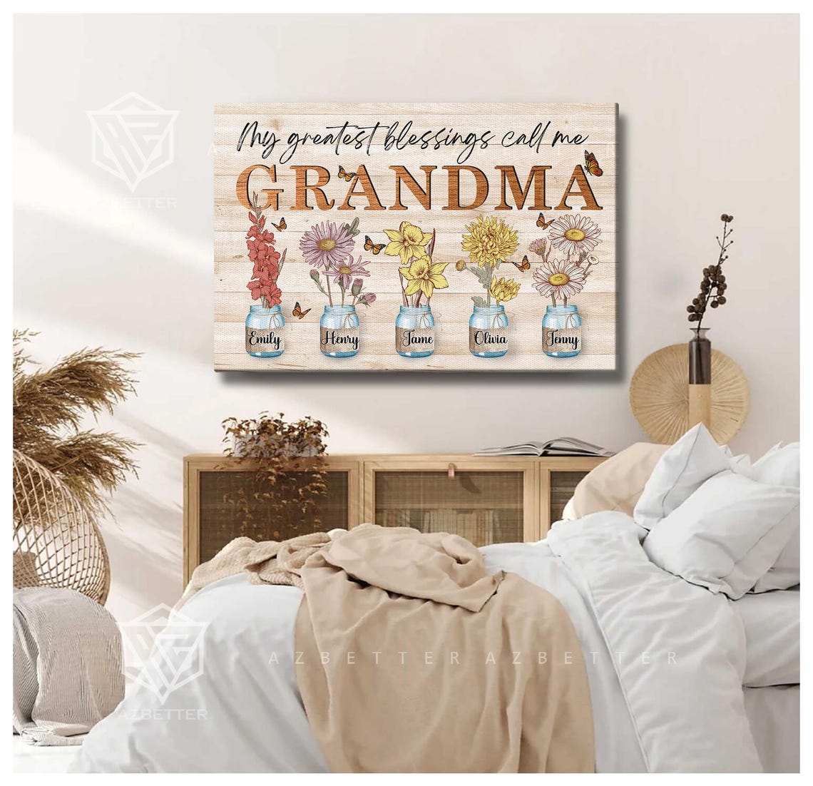 My Greatest Blessings Call Me Grandma Birth Month Flower Wall Poster - Image 3
