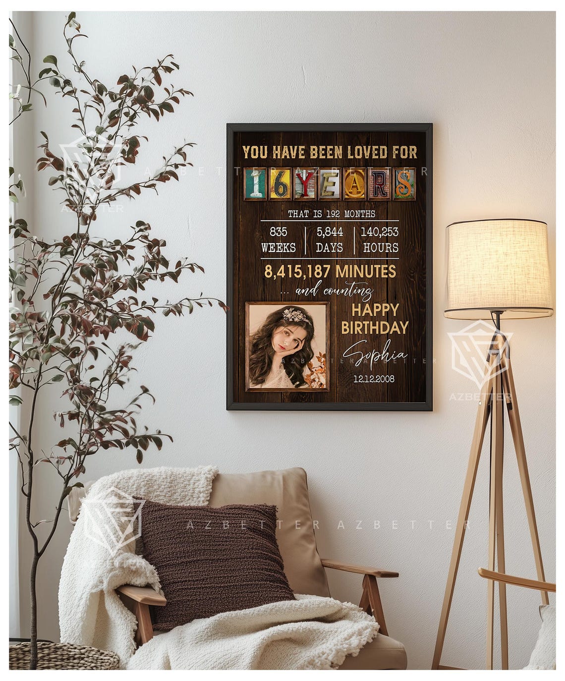 Happy Birthday Photo Collage Personalized Custom Name And Age Gift Unique Birthday Keepsake Wall Art 16th Birthday Photo Collage - Image 4