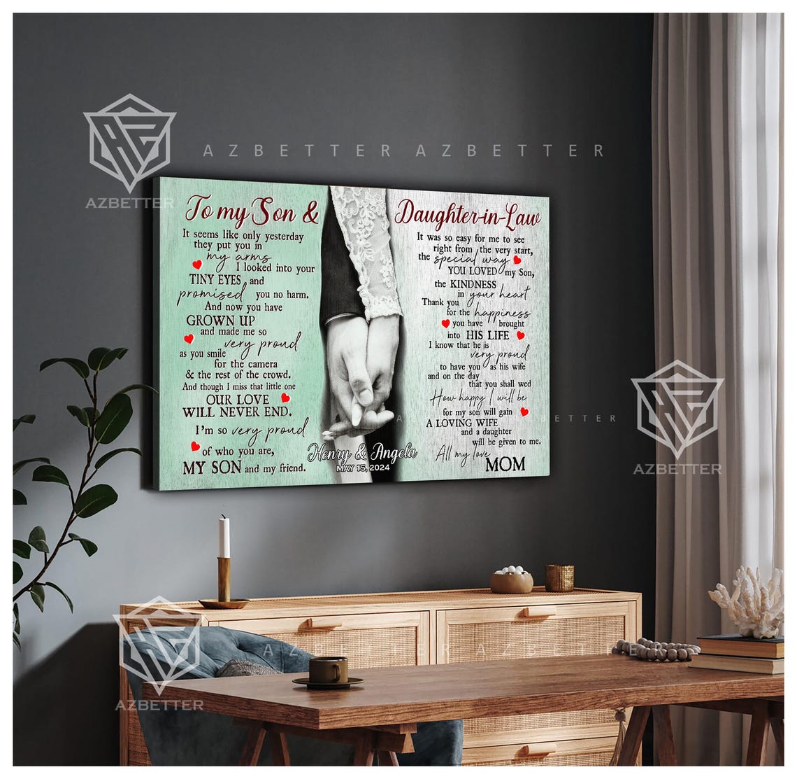 To My Son And Daughter In Law Holding Hands Wedding Day Poster - Image 4