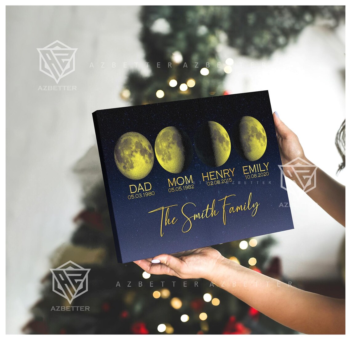The Smith Family Gold Moon Phase Family Birthday Starry Poster - Image 4