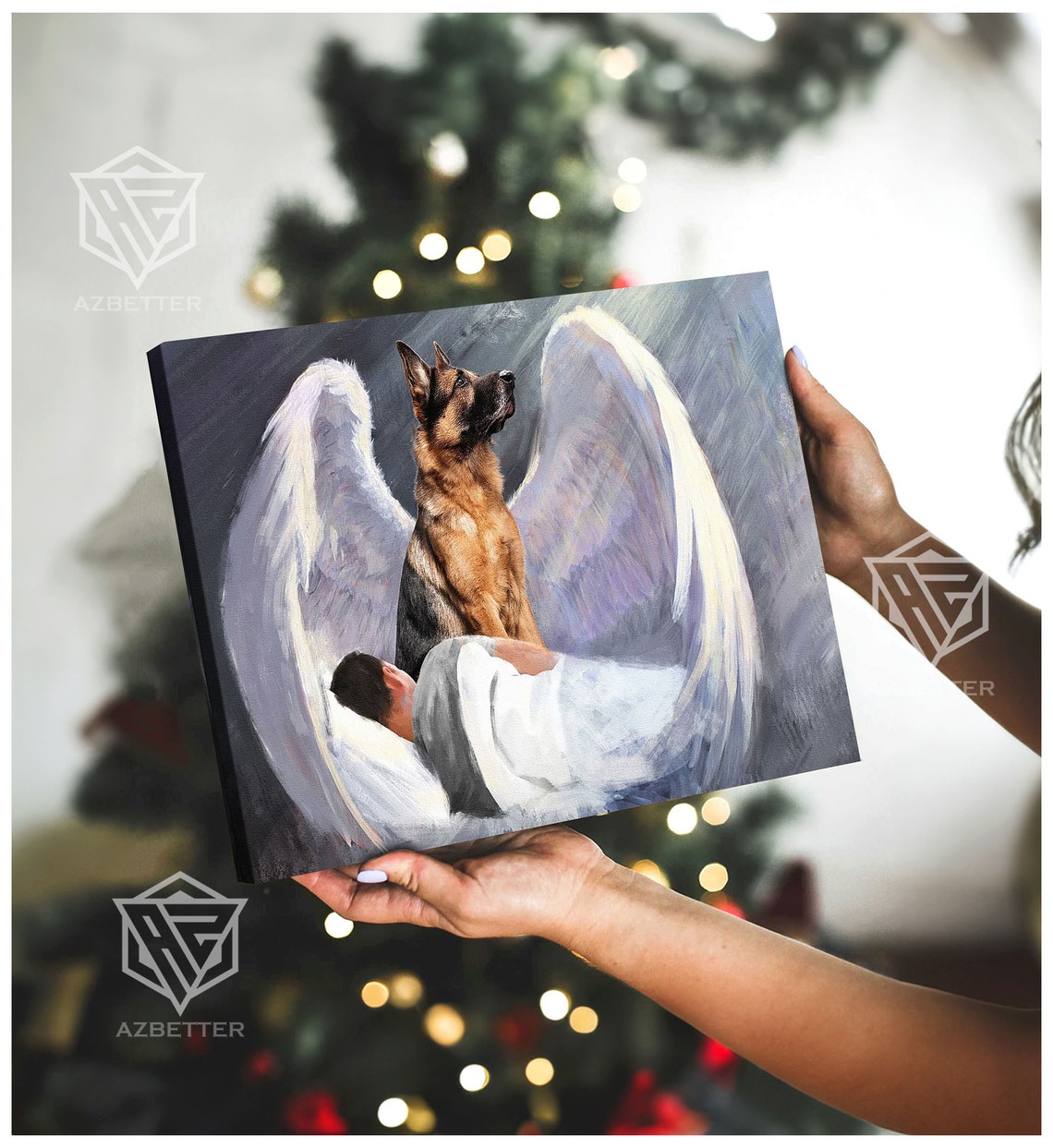 German Shepherd Guardian Angel Watching Over Sleeping Man Poster - Image 4