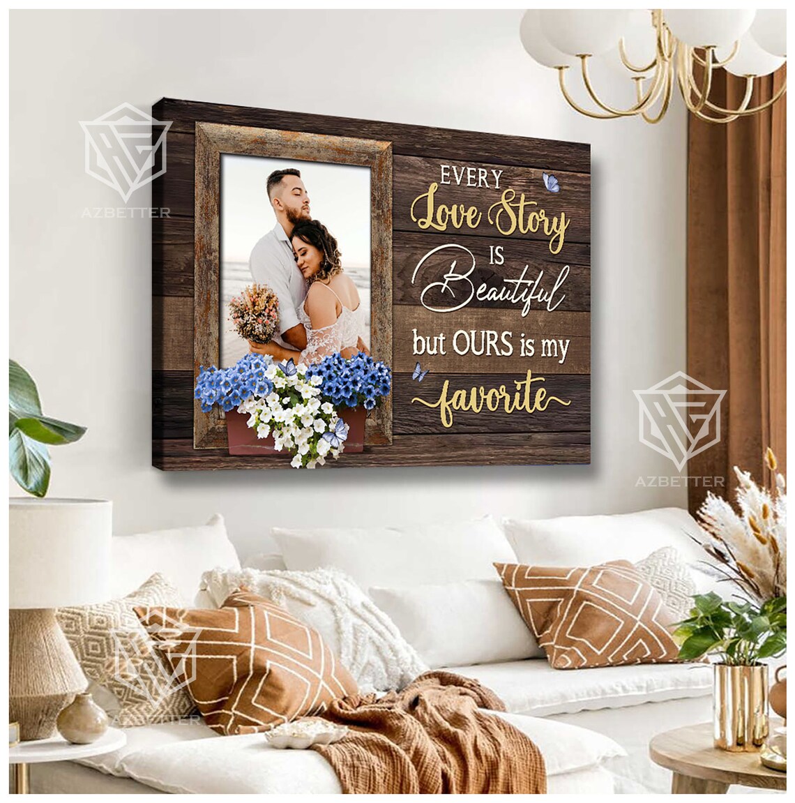 Personalized Every Love Story Is Beautiful Rustic Couple Photo Poster - Image 3