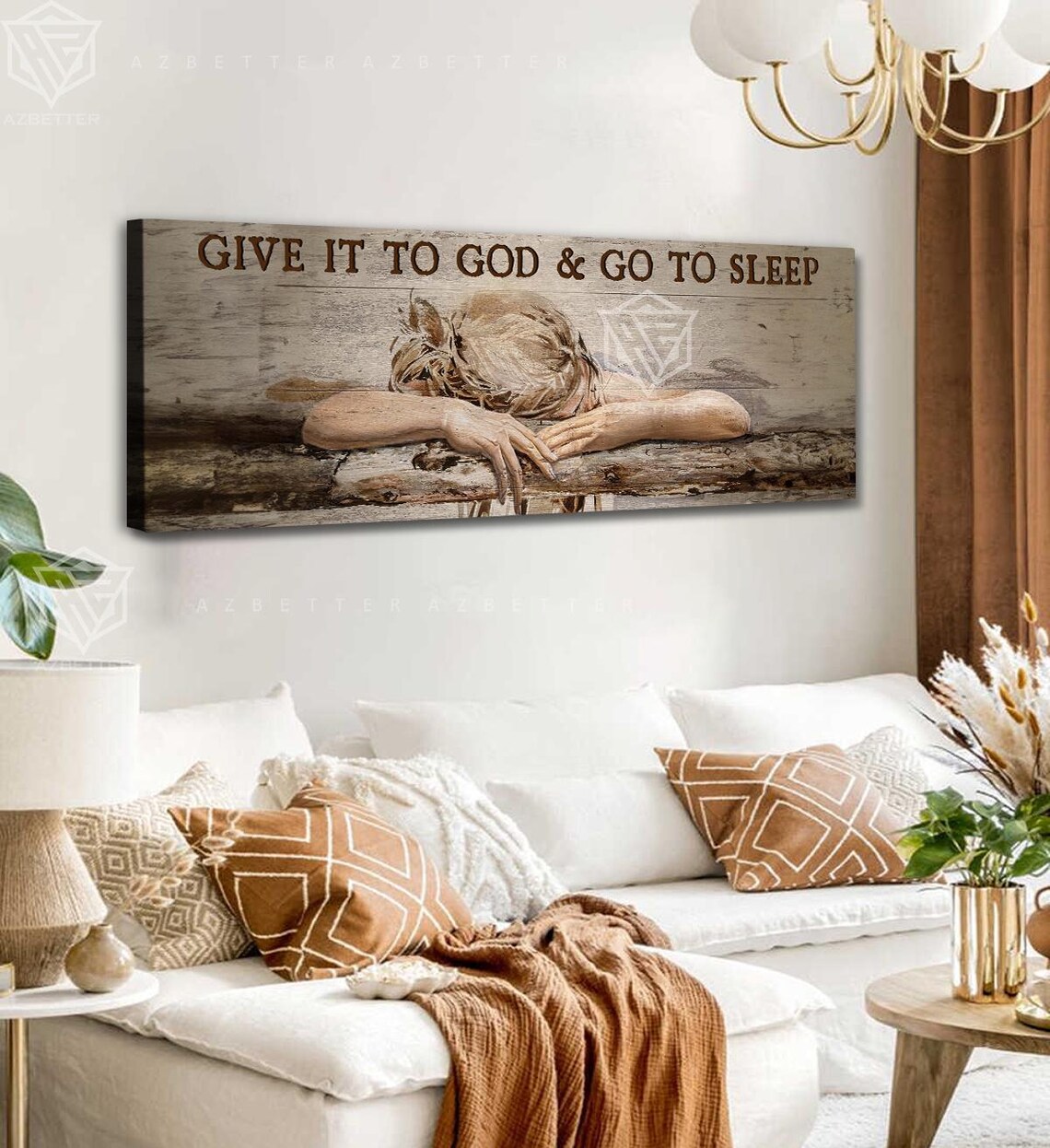 Give It to God and Go to Sleep Resting Woman Quote Scene Poster - Image 2