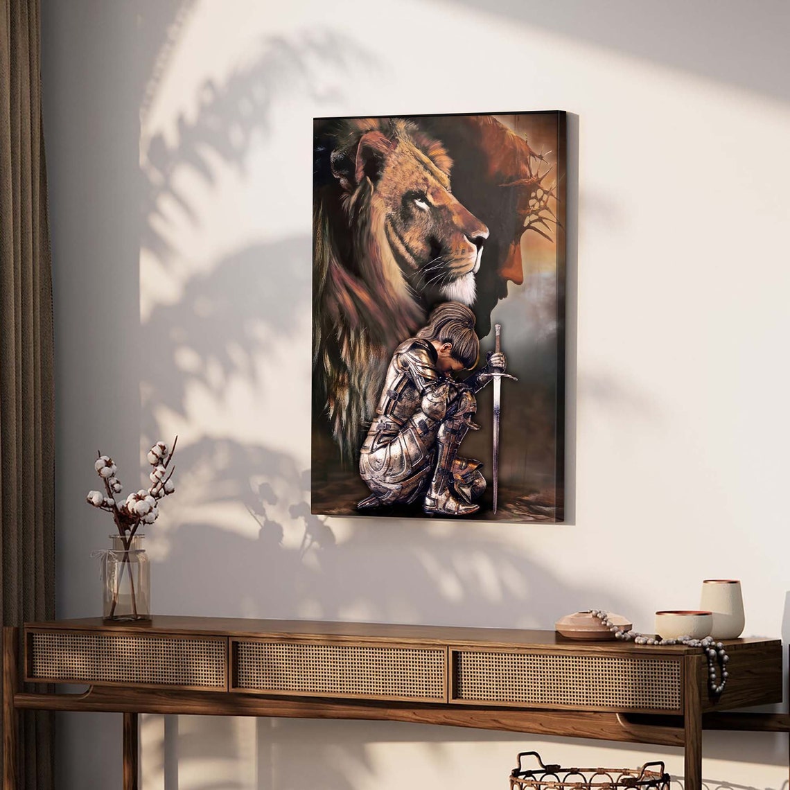 Daughter Of The King Child Of God Lion Jesus Painting God Wall Art Gift For Christian Female Warrior Of God