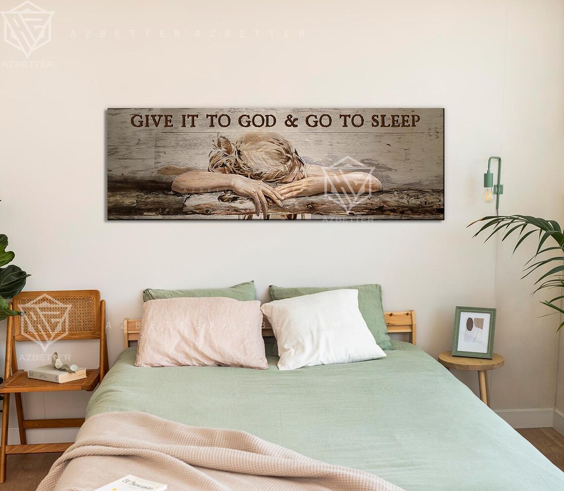 Give It to God and Go to Sleep Resting Woman Quote Scene Poster - Image 3