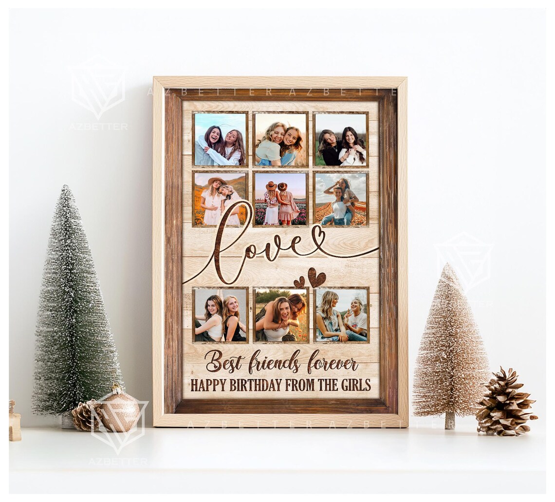 Love Best Friends Forever Happy Birthday Photo Collage Poster - Image 3