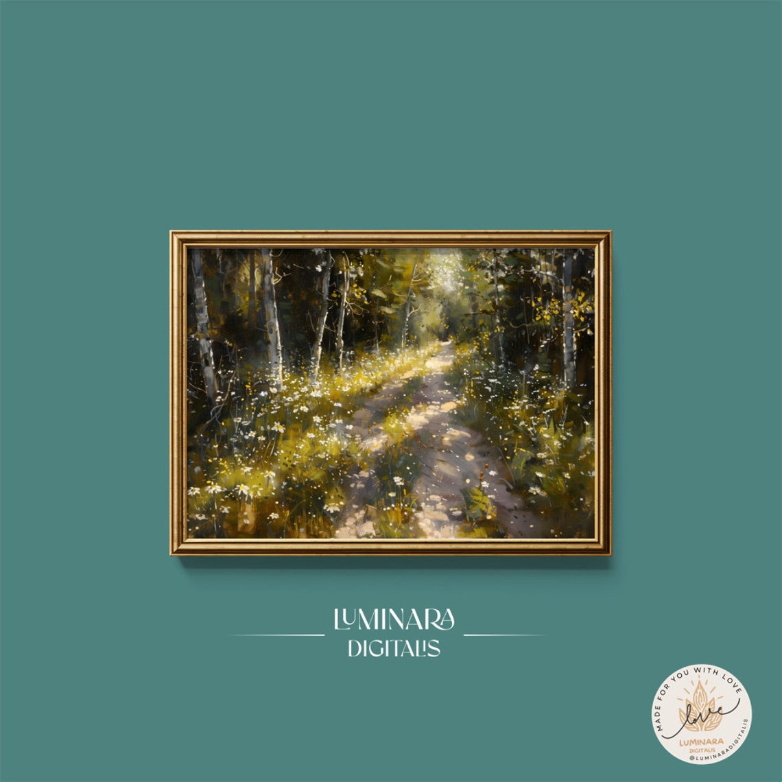 Wall Art Enchanted Forest Pointillism Art Unique Home Decor For Nature Lovers