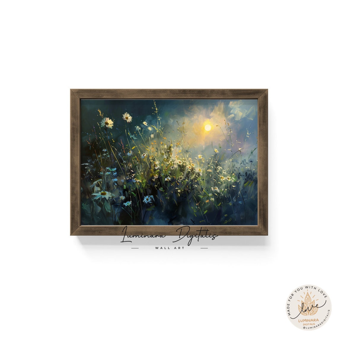 Moonlit Wildflower Meadow Night Impressionist Floral Art Print - Image 6