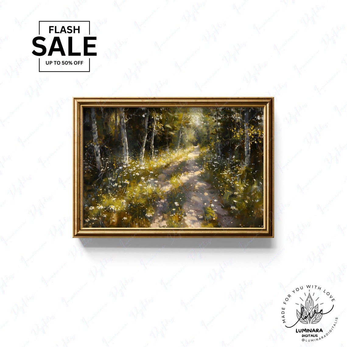 Wall Art Enchanted Forest Pointillism Art Unique Home Decor For Nature Lovers - Image 3