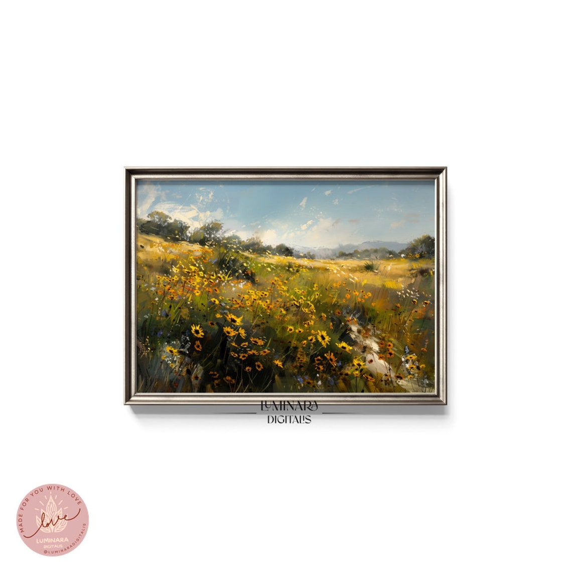 Vibrant Yellow Wildflower Field Under A Bright Summer Sky Poster - Image 5