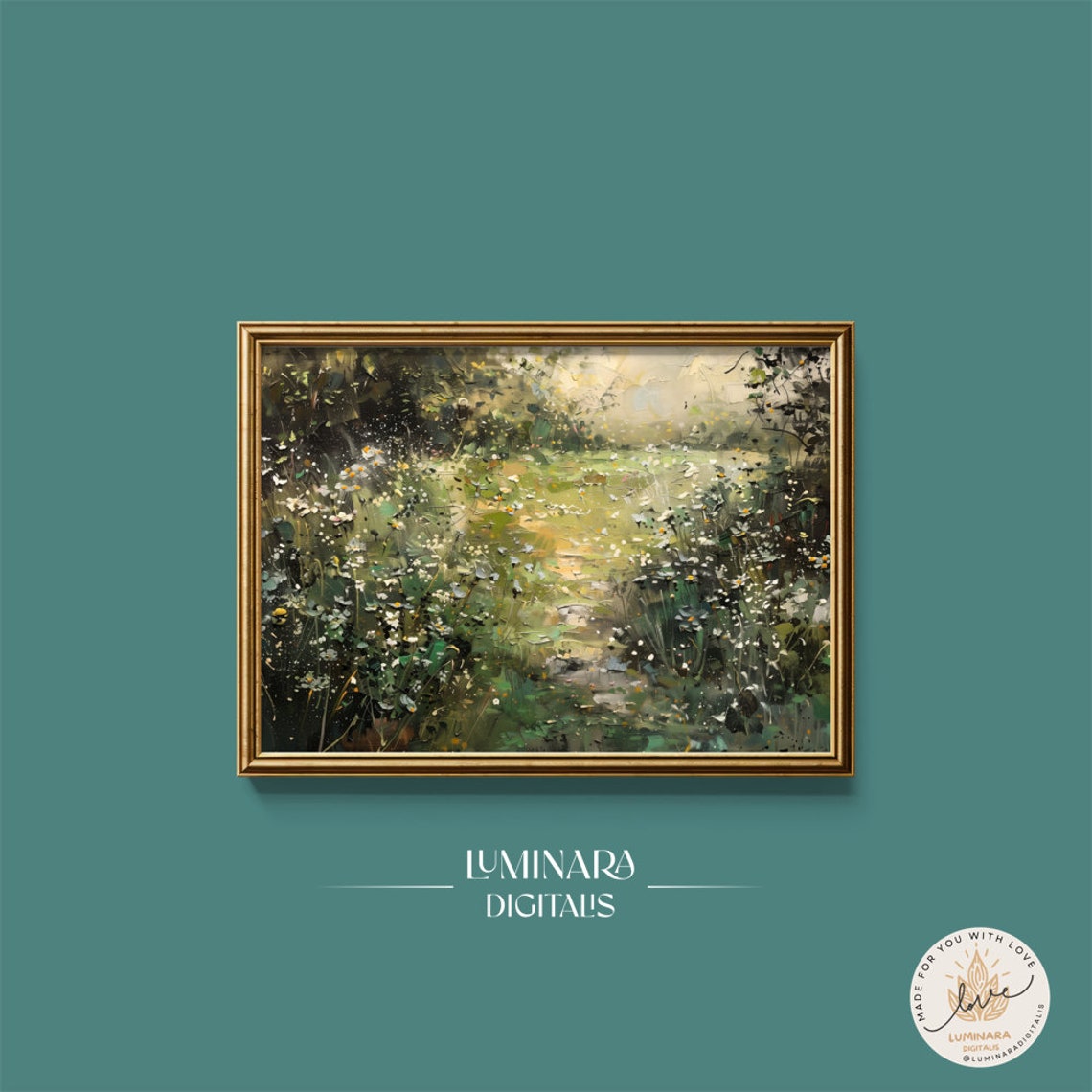 Sunlit Daisy Meadow Path Through An Enchanted Garden Art Poster