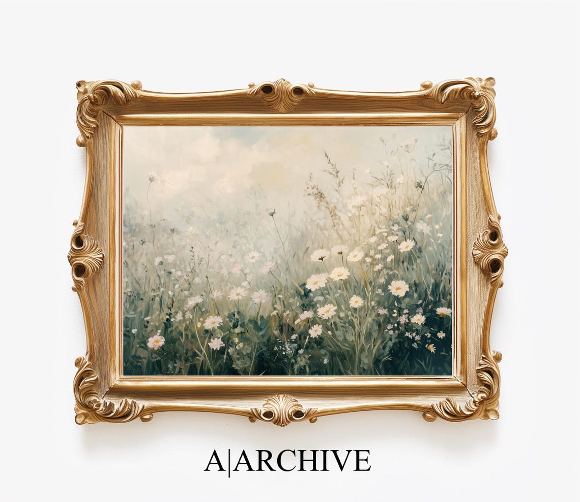 Pink Cosmos White Daisies Wildflower Meadow Impressionist Poster - Image 4