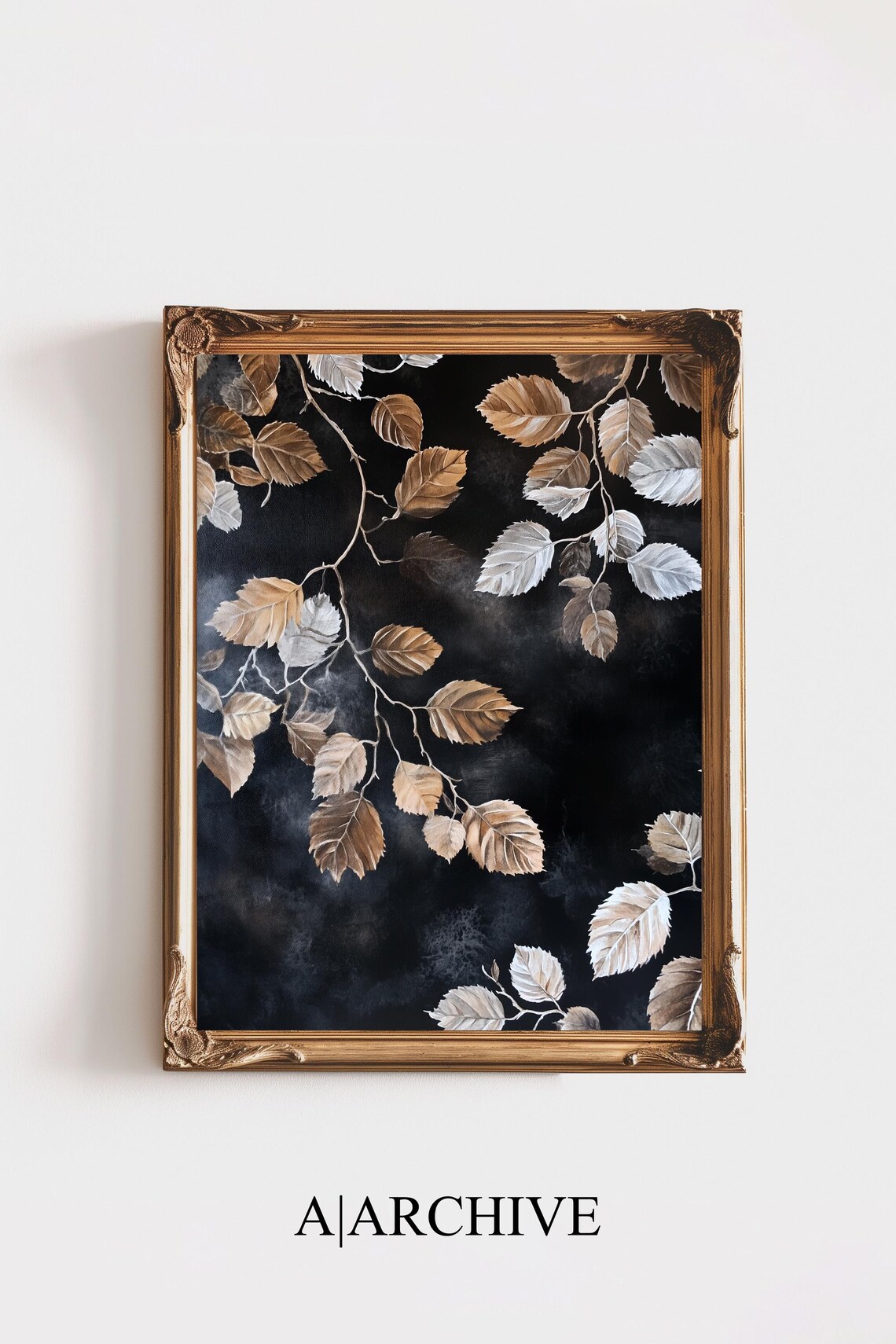 Dark Academia Moody Botanical Wall Art Dark Vintage Floral Print Autumn Decor