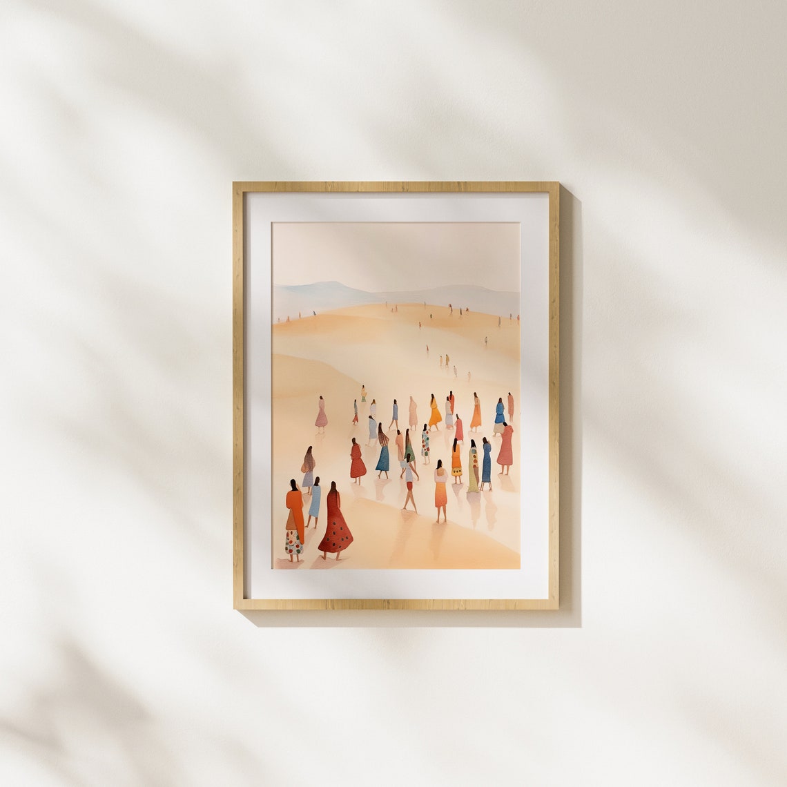 Vibrant Desert Illustration Modern Art Wall People Painting