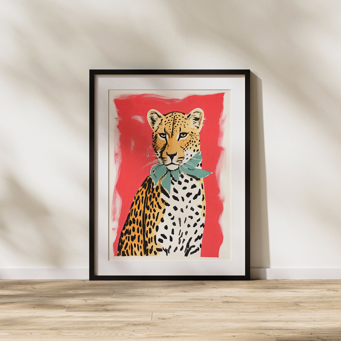 Leopard Wild Animal Modern Art Pink Illustration Wall Fun - Image 3