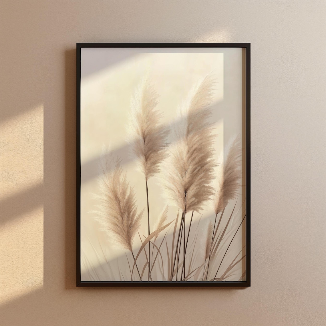 Boho Pampas Grass Poster, Beige Scandi Decor