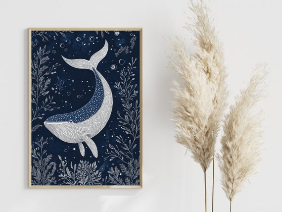 Humpback Whale Retro Maritime Poster