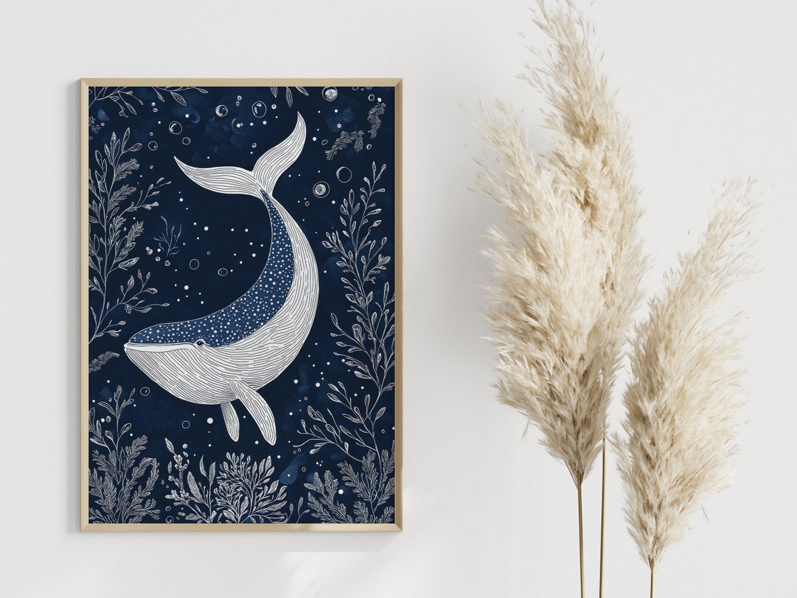 Humpback Whale Retro Maritime Poster
