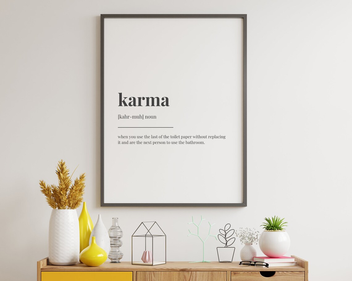 Karma Definition Meaning Bathroom Decor Art Print - Image 2