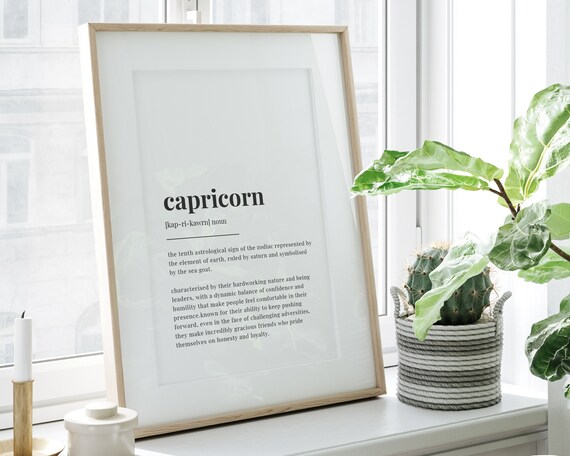 Capricorn Definition Art Print, Zodiac Astrology Decor