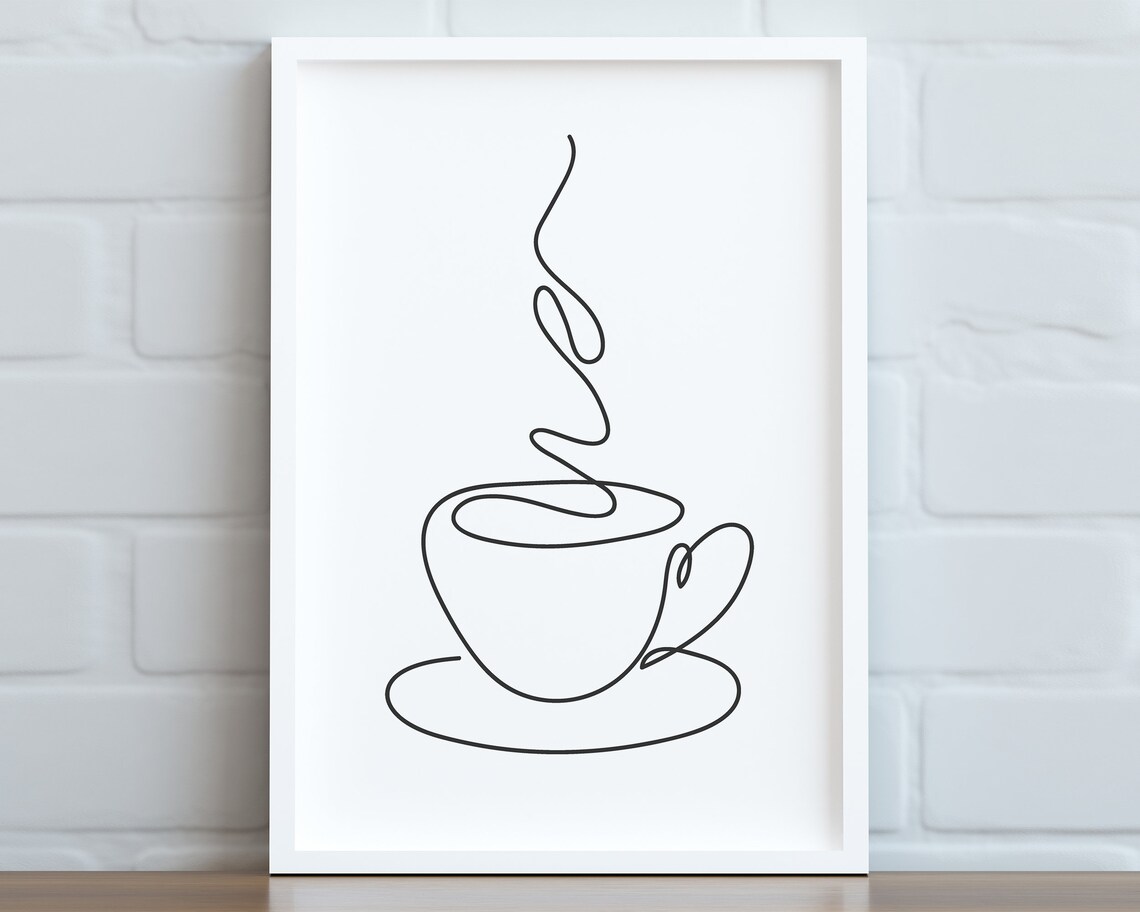 Coffee Wall Art Line Print, Minimalist Kitchen Decor