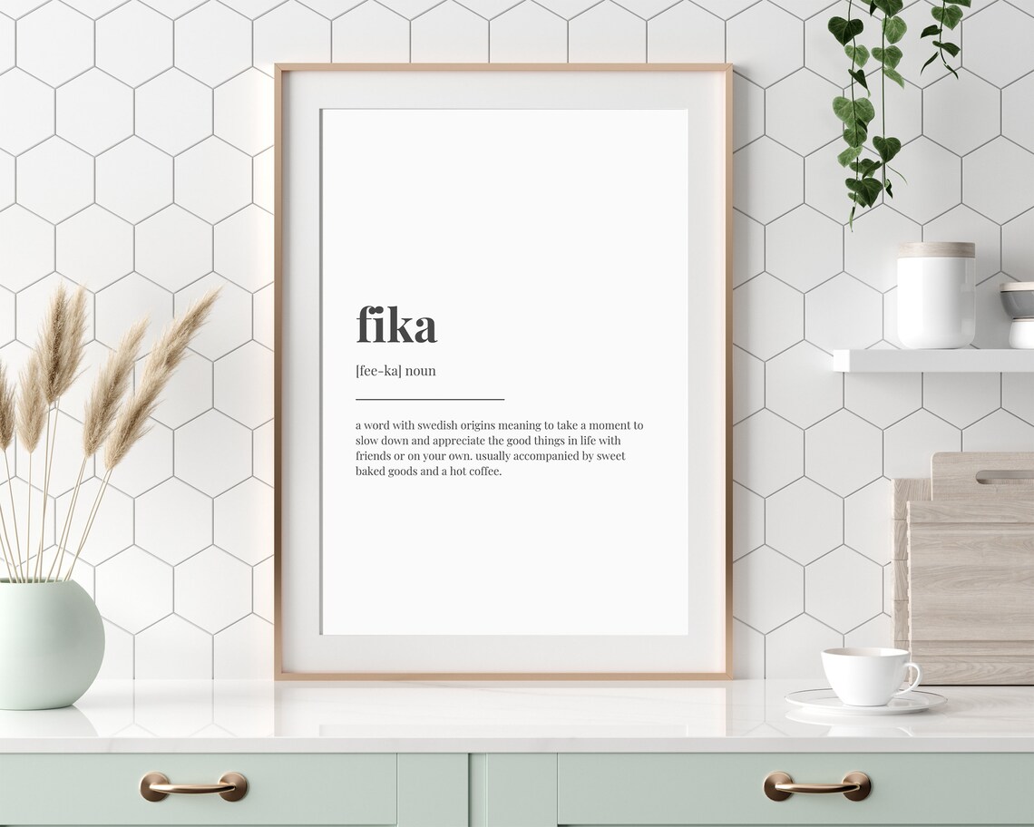 Fika Definition Quote Art Print, Typography Decor - Image 2