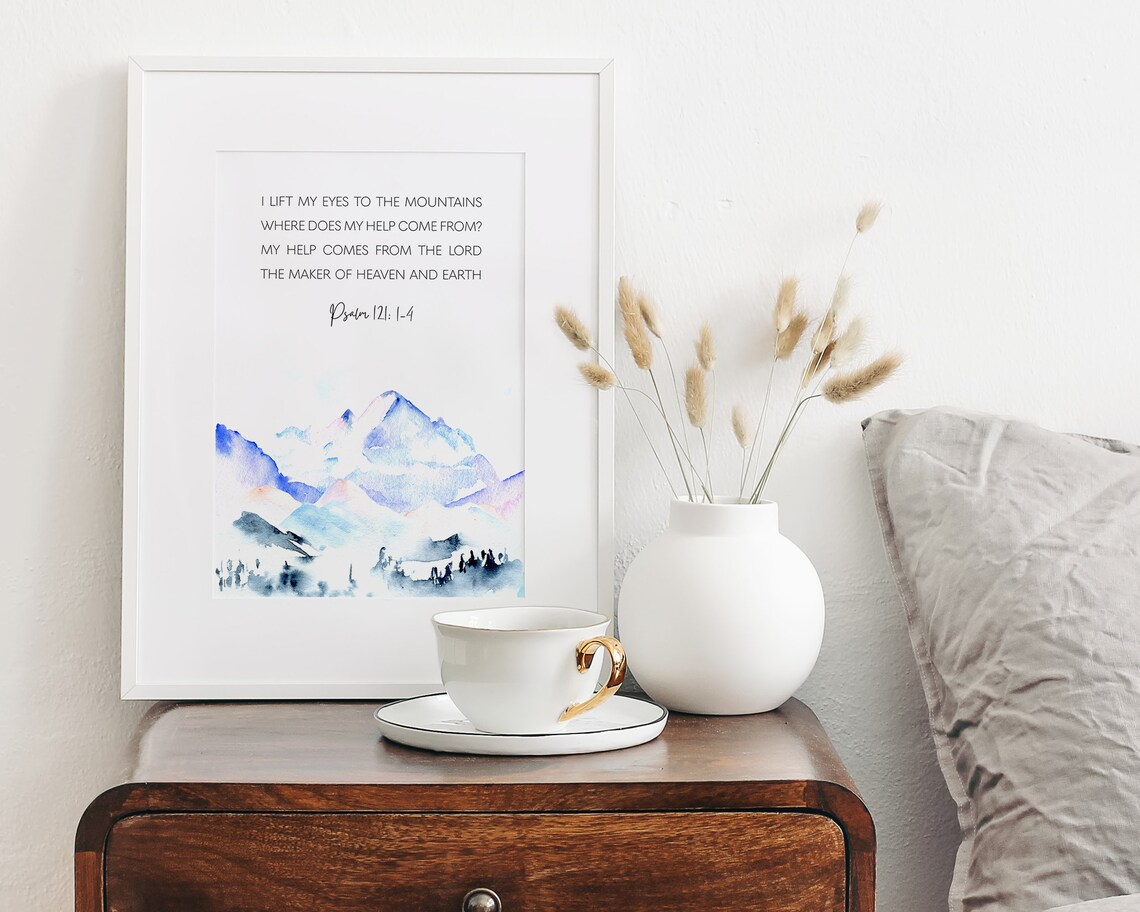 Psalm 121 1-4 Scripture Wall Art, Bible Verse - Image 2