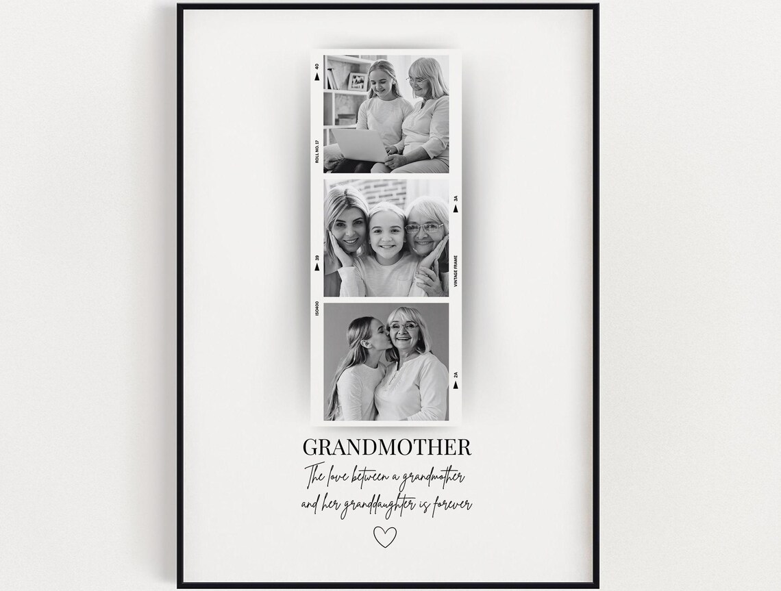 Grandmother Photo Film Strip Quote Art Custom Grandma Gift Poster