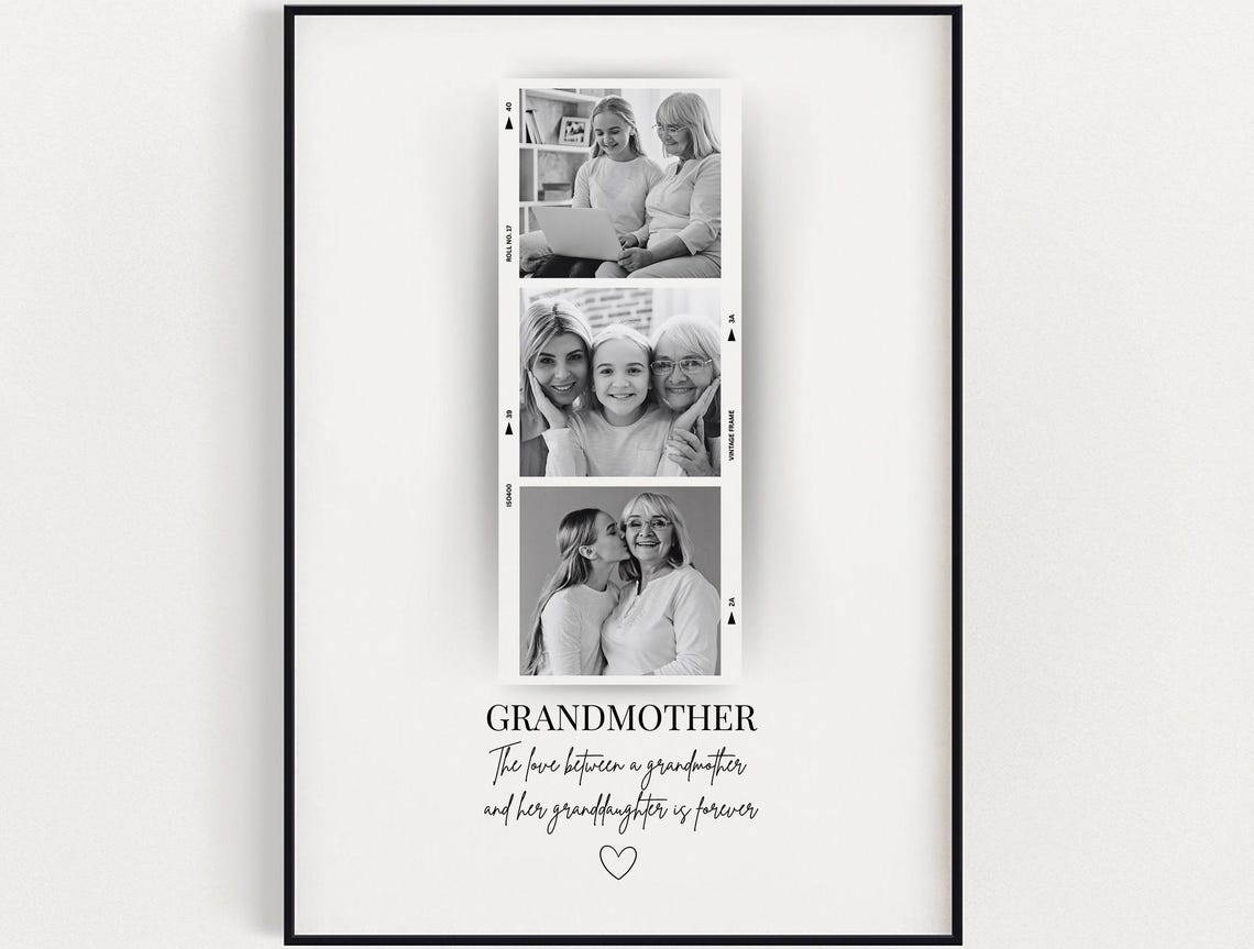 Personalised Grandmother Photo Print Wall Art Gift Custom With Birthday