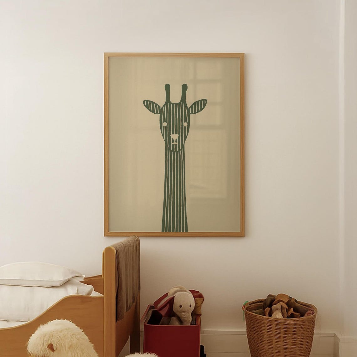 Sage Green Giraffe Print Whimsical Nursery Decor