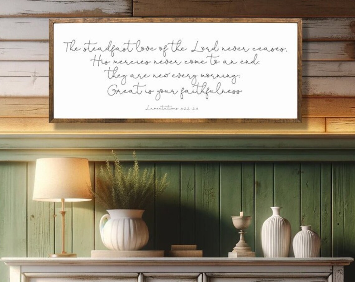 Lamentations 3:22-23 Christian Bible Verse Art Print
