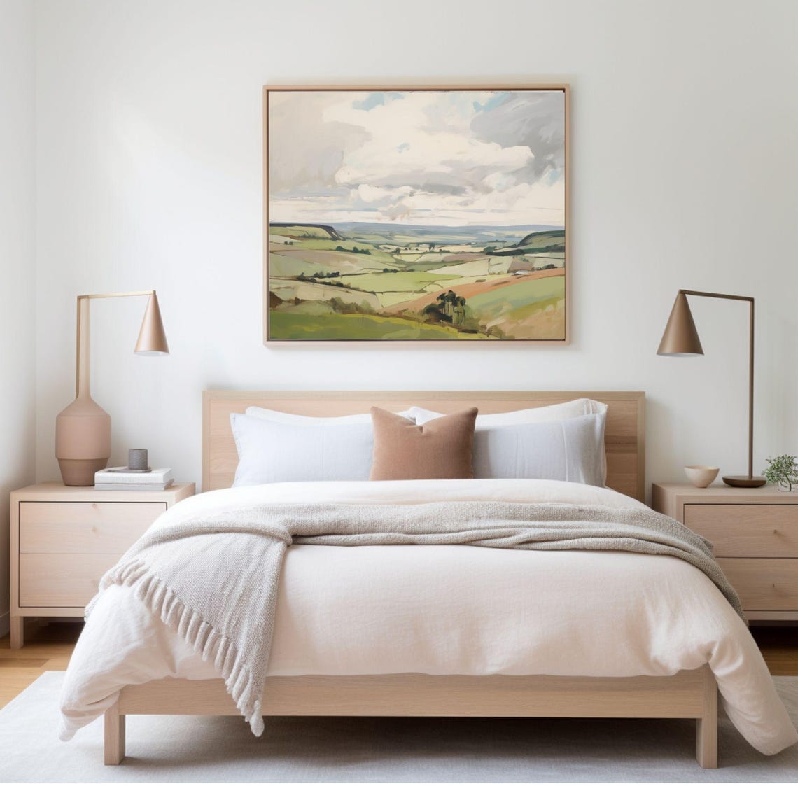 Modern Abstract Green Rolling Hills Painting Patchwork Poster - Image 3