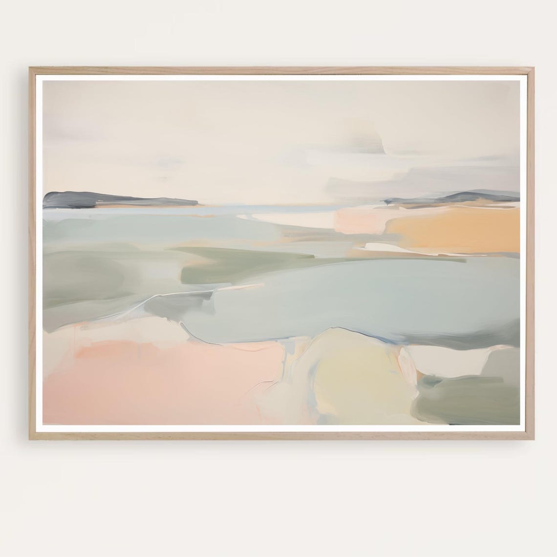 Neutral Abstract Beach Landscape Soft Sand And Sea Tones Art Poster