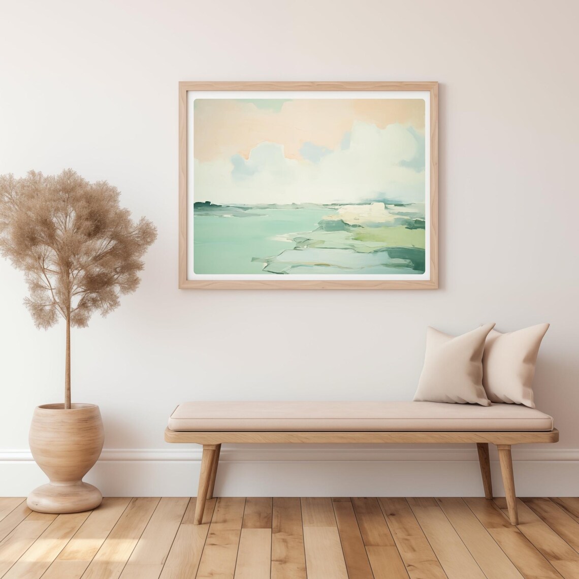 Mint Green Abstract Seascape Ocean Water Painting Coastal Poster - Image 4