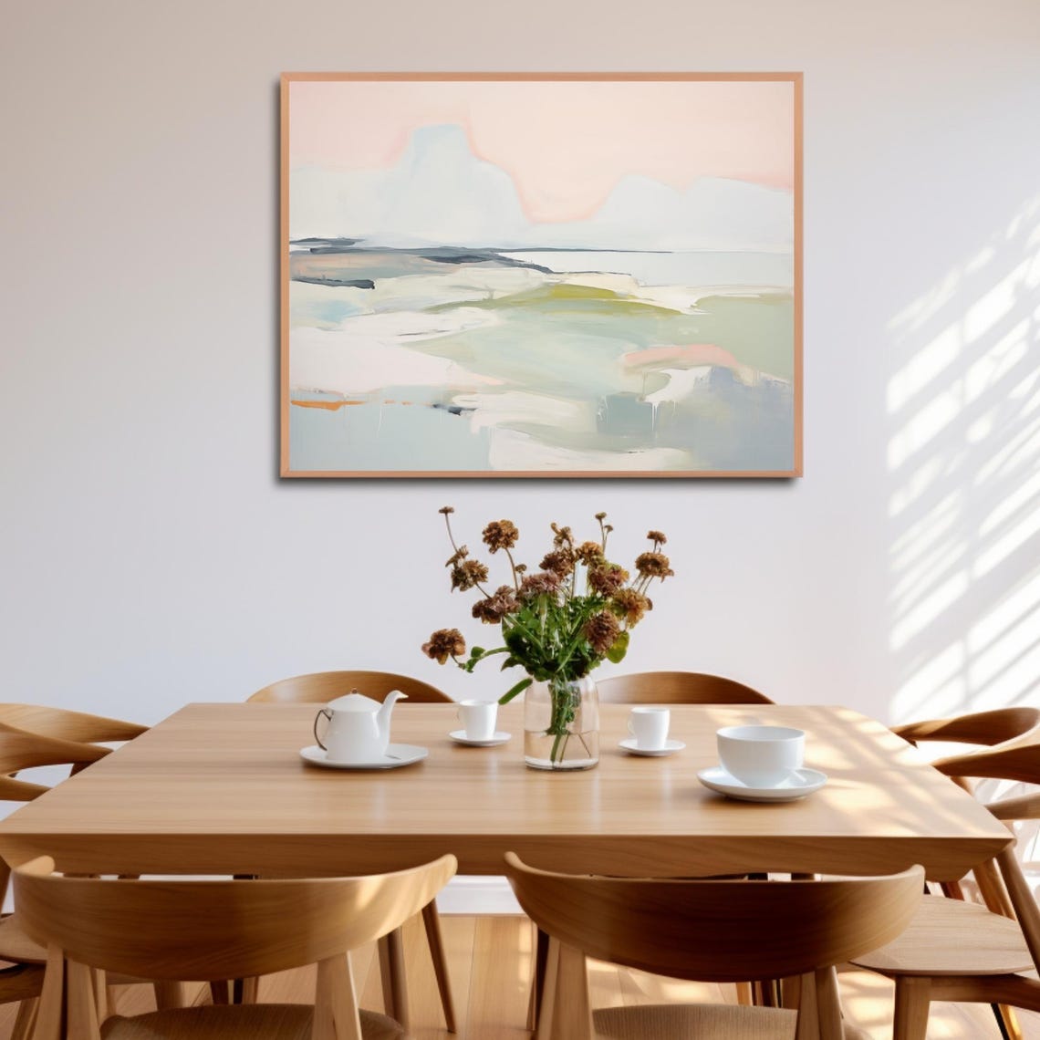 Blush Pink Abstract Seascape Minimalist Coastal Horizon Art Poster - Image 4