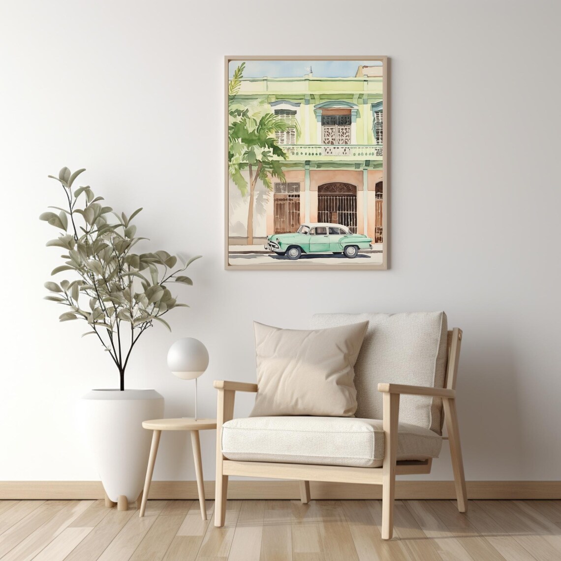 Havana Cuba Street Vintage Turquoise Car Colonial Building Poster - Image 4