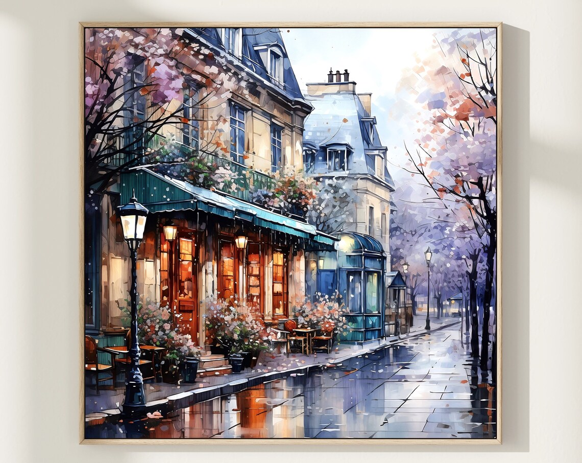 Paris Cafe Watercolor Print, France Travel Poster