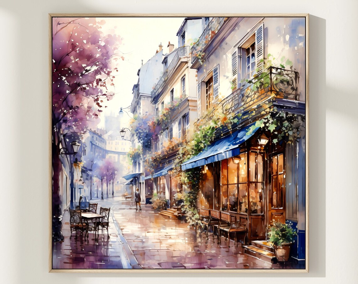 Paris Cityscape Watercolor Art Print, France Travel