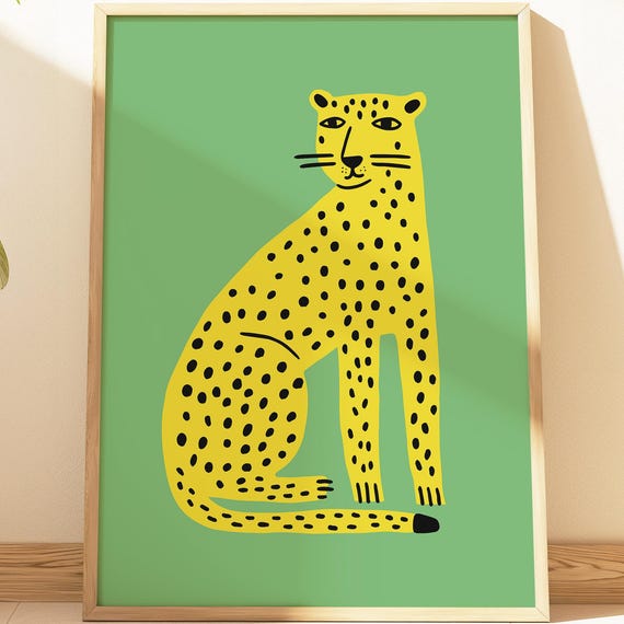 Cheetah Print Modern Safari Nursery Wall Art Jungle Animal For Kids Room Decor