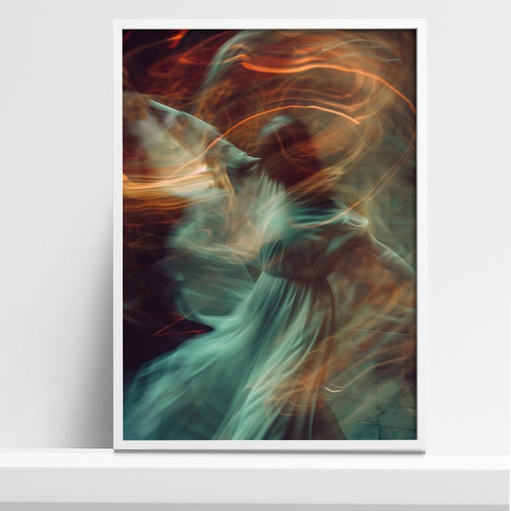Ethereal Dancer Gicle Art Print Abstract Movement Poster Elegant And Mystical Wall Decor For Home Or Office