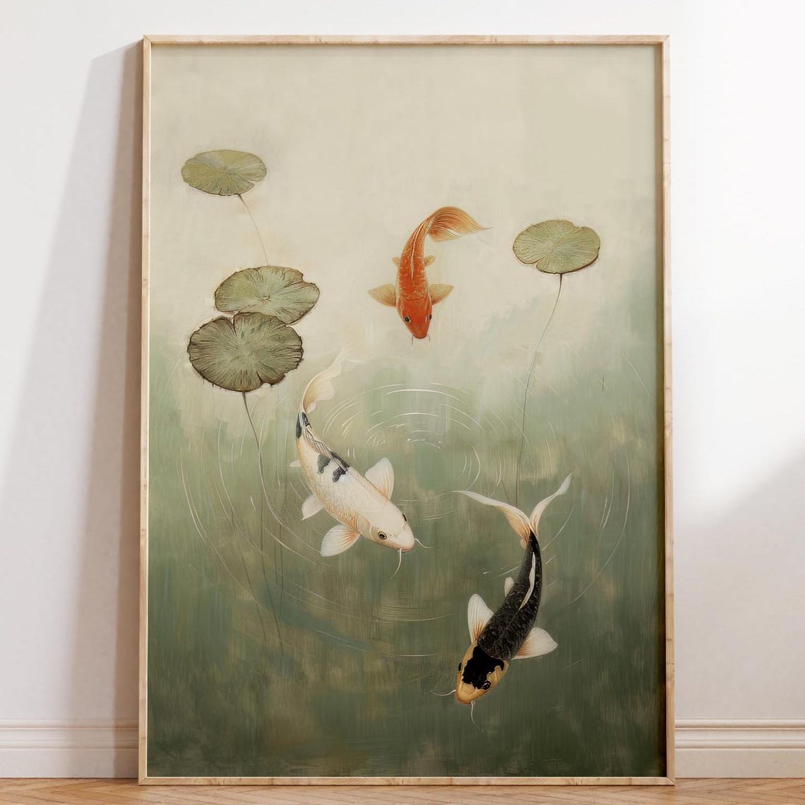 Koi Fish Pond Japandi Zen Wall Art Print