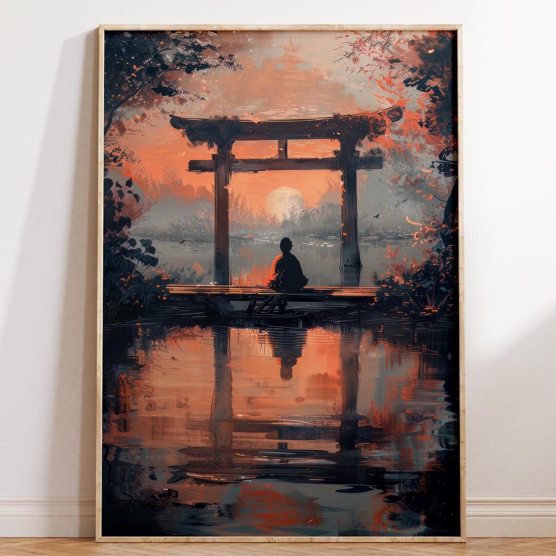 Japanese Torii Gate, Japandi Meditation Poster