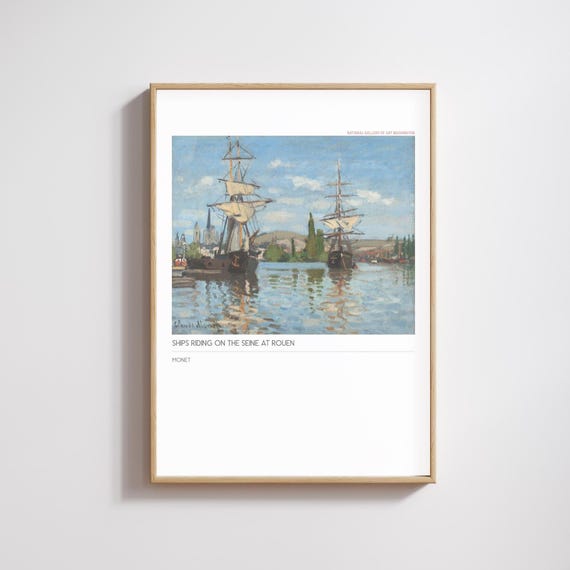Monet Ships Riding On The Seine, Impressionism Art Print