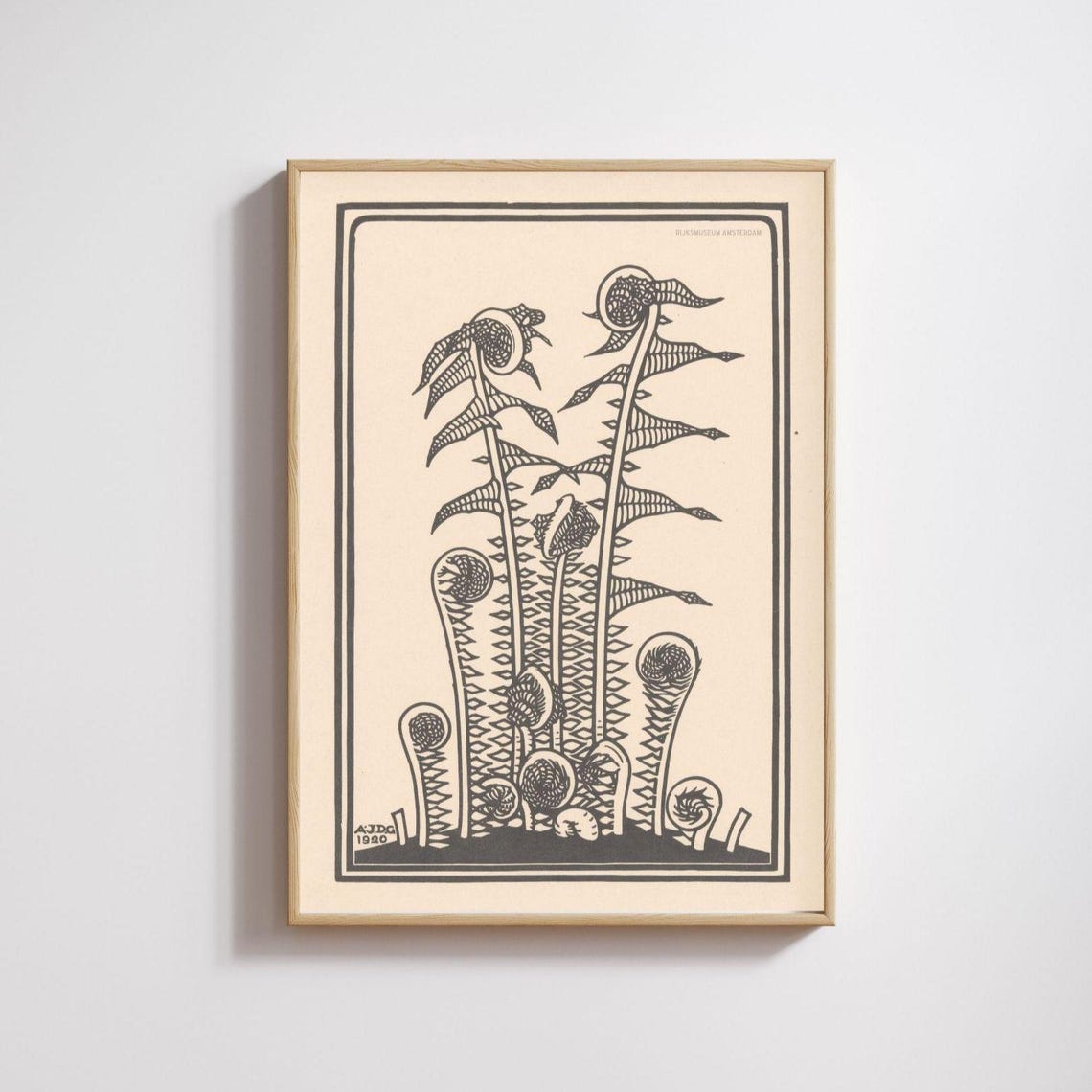 Ferns Woodcut Poster Print, Julie De Graag