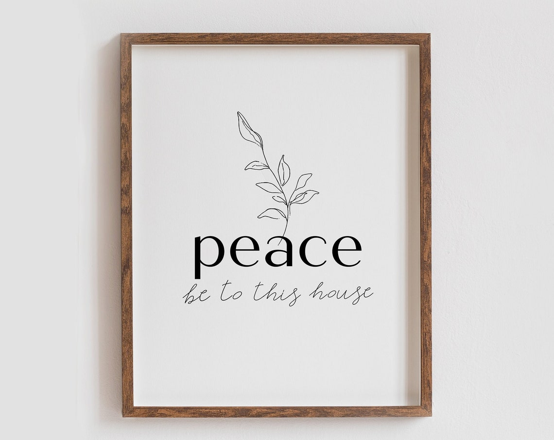 Peace Be To This House Print Peace Quote Prints Home Wall Decor Scripture Wall Art Modern Christian Home Wall Prints Botanical Wall Art - Image 2