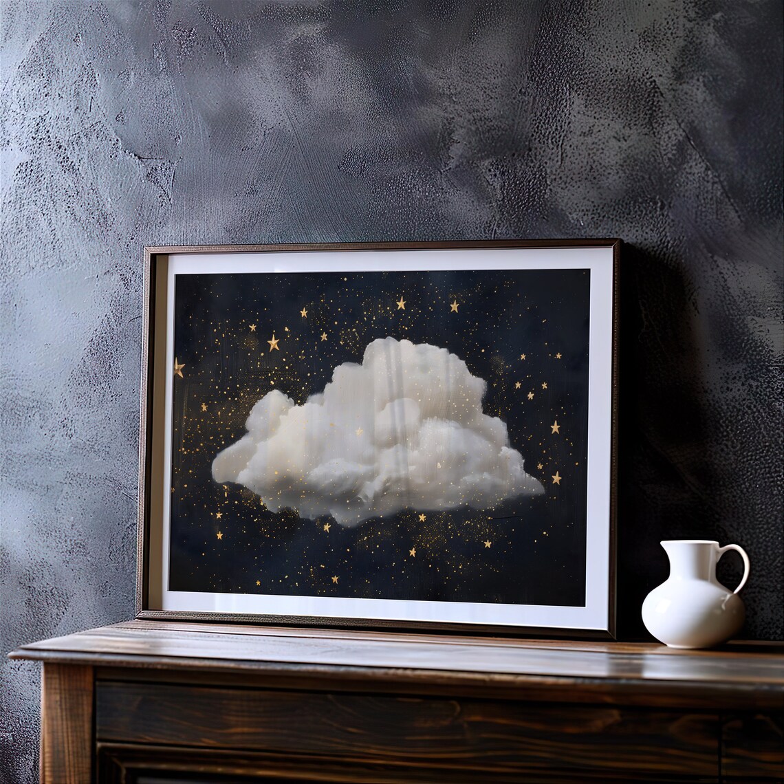 Starry Cloud Vintage Art Print, Dark Academia Night Sky - Image 3
