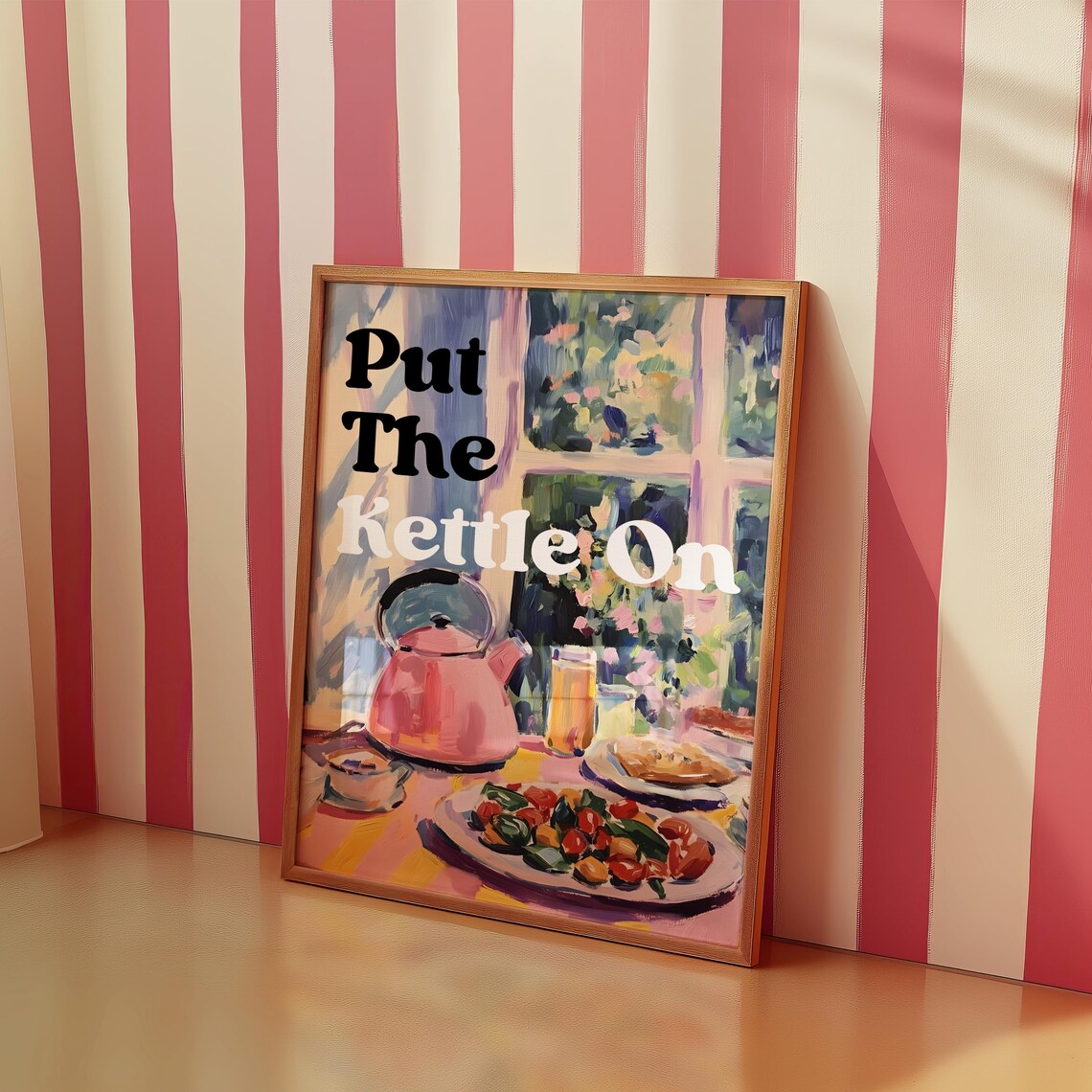 Put The Kettle On Print Kitchen Wall Art Tea Lover Poster Coffee Prints Retro Kitchen Decor Food Painting Trendy Cafe Prints Tea Kettle Art - Image 3
