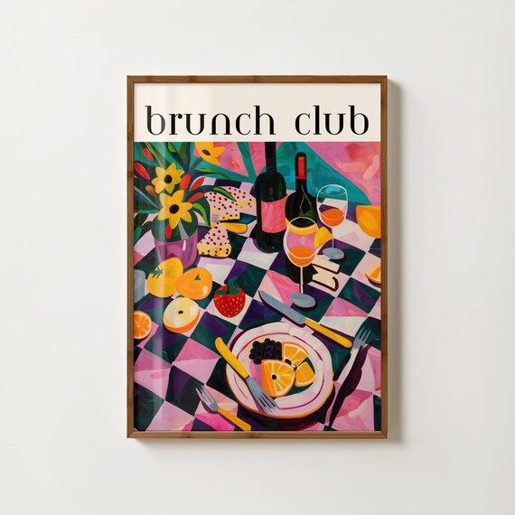 Brunch Club Colourful Wine and Fruit Still Life Table Poster
